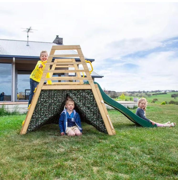 Kids Outdoor Active Play Wooden Climbing Frame with Slide