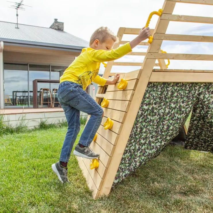 Kids Outdoor Active Play Wooden Climbing Frame with Slide