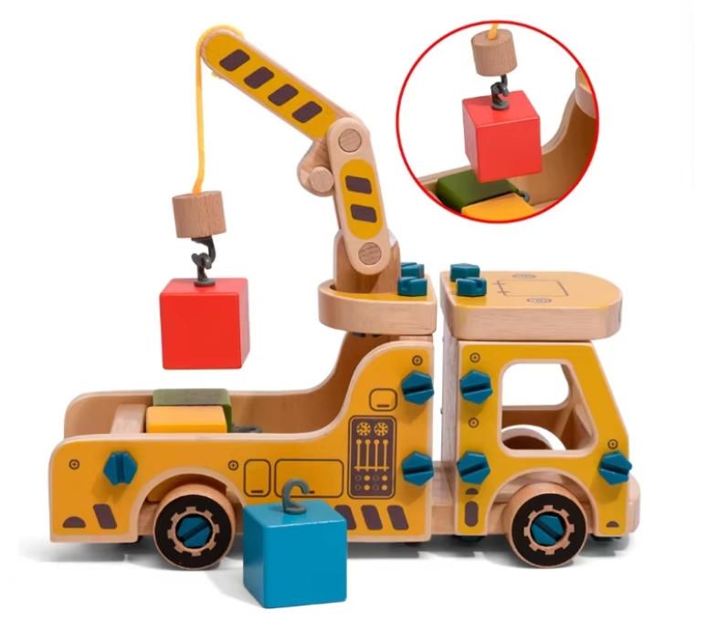 Early Education Educational Toys Inertia Woodcrafts Car Simulation Engineering Disassembly Assembly Toy Bulldozer Excavator
