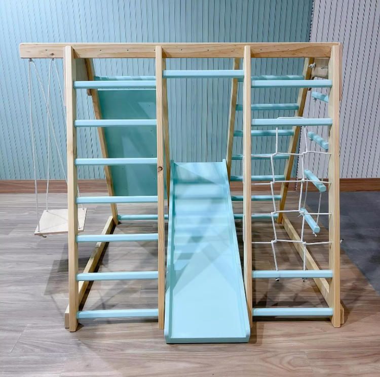 Indoor Jungle Gym-Inspired Wood Climbing Frame Set for Kids for Playrooms