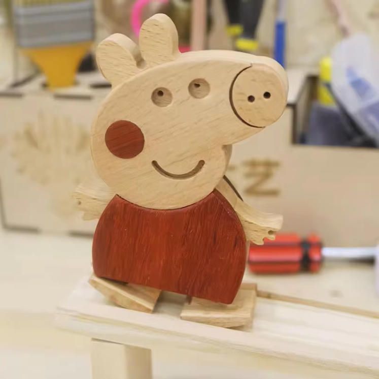 DIY Children's Wooden Toy Figure Statues with Walking Inertia Loose Parts for Woodcrafts for Downhill Slopes