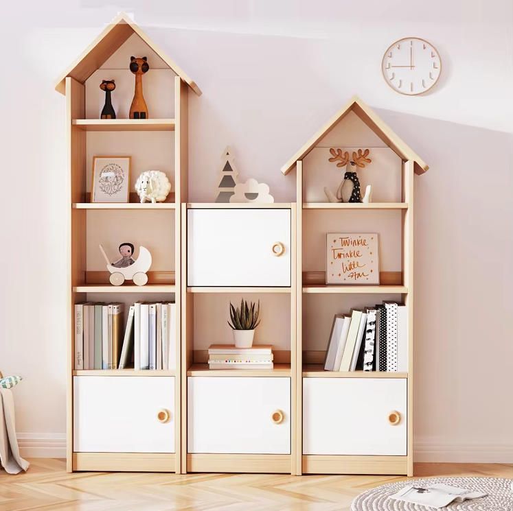 Solid Wood Bookshelf Bookcase Combination Floor Stand for Children's Picture Books for Bedroom Living Room School-Customizable