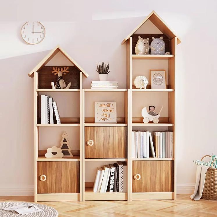 Solid Wood Bookshelf Bookcase Combination Floor Stand for Children's Picture Books for Bedroom Living Room School-Customizable