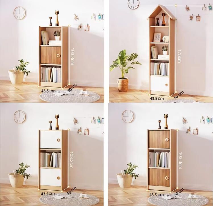 Solid Wood Bookshelf Bookcase Combination Floor Stand for Children's Picture Books for Bedroom Living Room School-Customizable