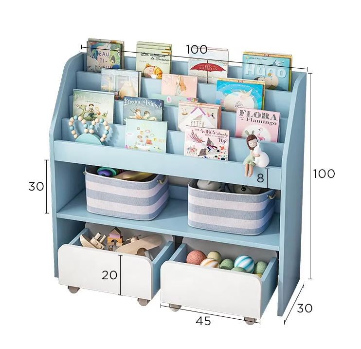 Modern Design Kids' Wooden Bookshelf Factory Wholesale for School Bedroom Living Room Supermarket Warehouse Use
