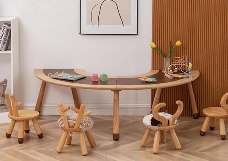 Modern Wooden Preschool Table and Chair Set for Early Education & Training for School Bedroom Dining Hotel Living Room Use