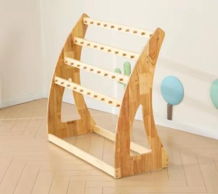 Children's Modern Cartoon Wooden Towel Rack Movable Solid Wood Stand for Bedroom Nursery Living Room School
