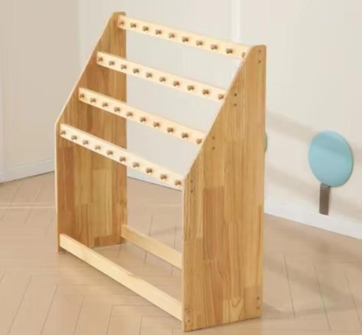 Children's Modern Cartoon Wooden Towel Rack Movable Solid Wood Stand for Bedroom Nursery Living Room School