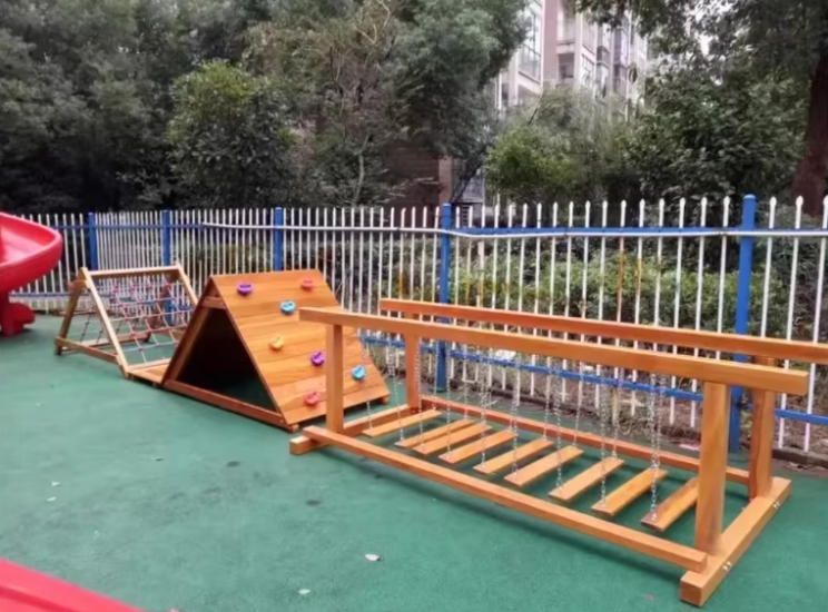 Foldable Wooden Climbing Set W/Reversible Ramp Toys for Children's Outdoor Play Climbing Frames