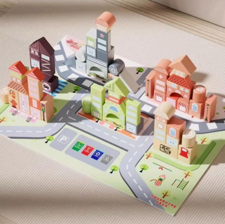 Unisex Large Particle Wooden Puzzle Building Block Toys 1-6 Years Old Baby Stacking Toys for Boys and Girls