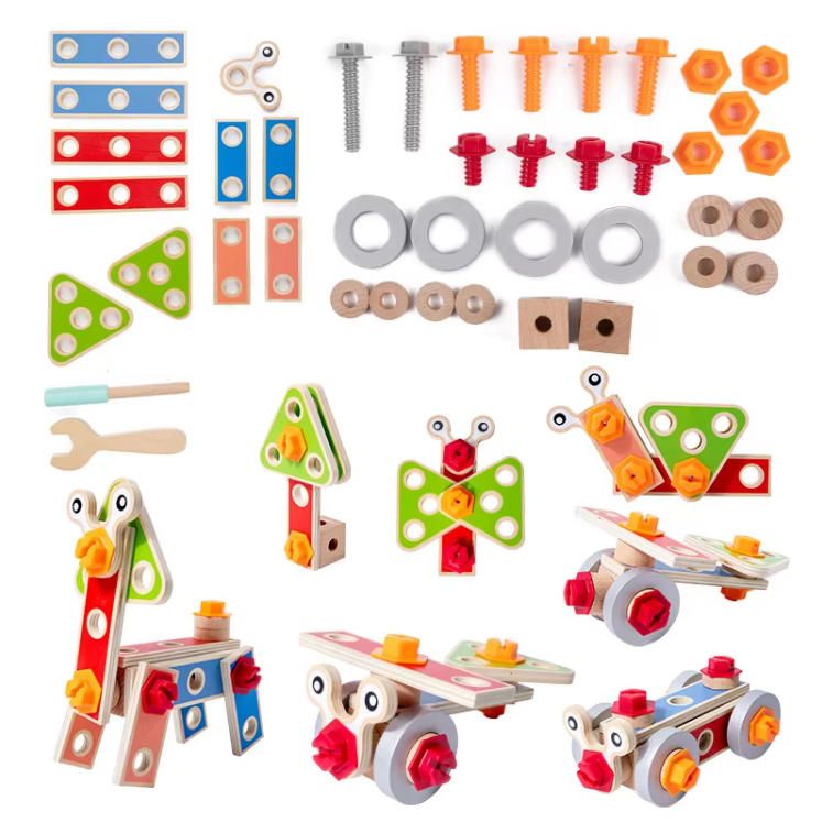 Kids' DIY Early Learning Tool Kit Simulation Screw and Nut Puzzle Building Blocks