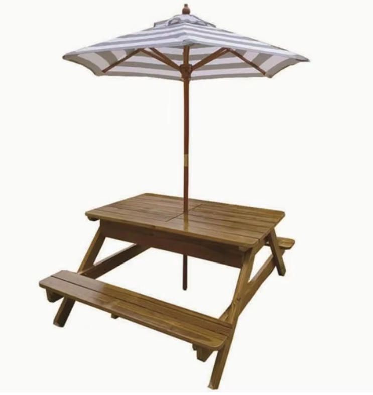 Children's Wooden Outdoor Table and Chair Set Garden Furniture for Amusement