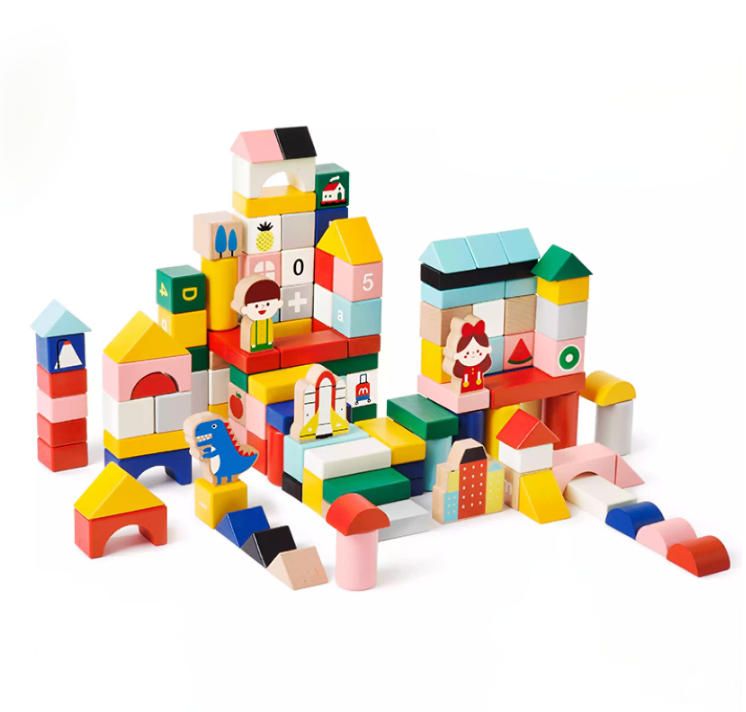 Large Particle Solid Wood Construction Early Education Puzzle Assembly Toy Box Unisex for Boys and Girls Aged 1-2 and 3-6