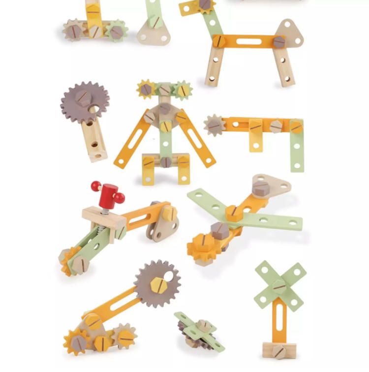 Unisex DIY Kids Workbench Wooden Tool Bench for 3 4 5 Year Old Construction Toy Style with Screw Blocks