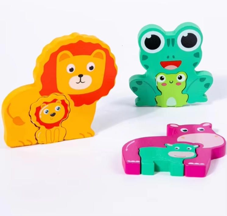 Geometric Wooden Puzzle Boards 1-3 Years Old Early Childhood Educational Building Block Set Stacking and Buckle Toys