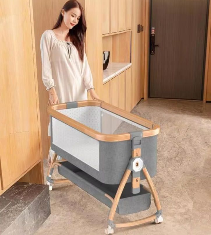 Portable and Foldable Aluminum Alloy Baby Crib Multifunctional Newborn Splicing Bed Large Kids' BB Bed