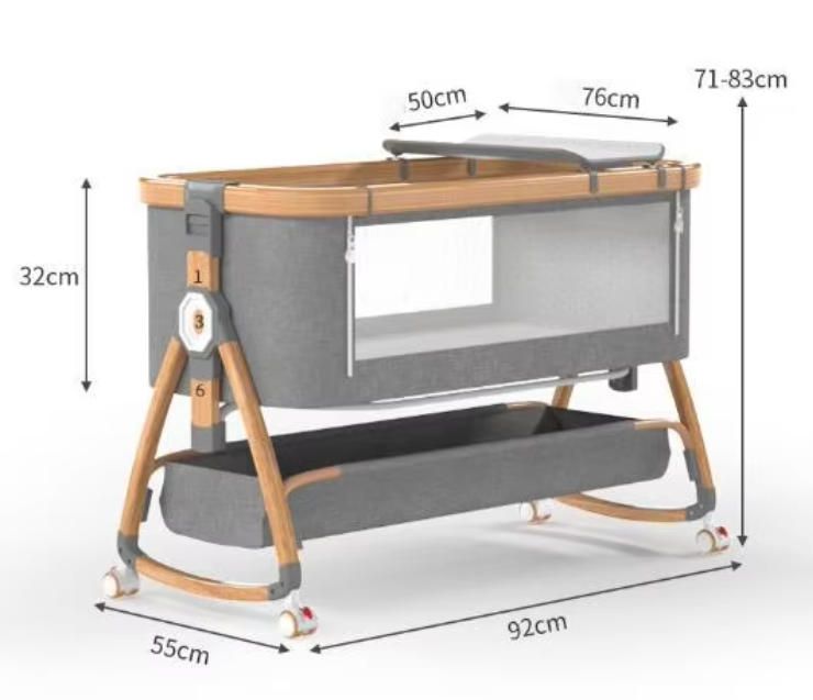 Portable and Foldable Aluminum Alloy Baby Crib Multifunctional Newborn Splicing Bed Large Kids' BB Bed