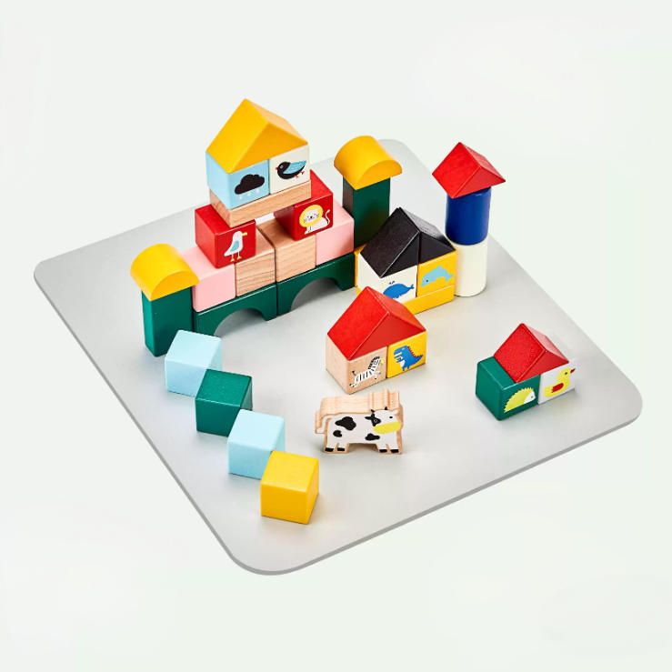 Large Particle Solid Wood Baby Building Block Toys for Boys and Girls Aged 1-2 3-6 Years Early Education Puzzle Assembly Puzzle