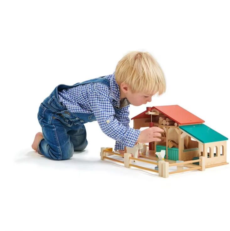 Kids Wooden Farm Toy Play Set Woodcrafts for Children