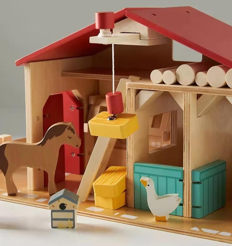 Kids Wooden Farm Toy Play Set Woodcrafts for Children