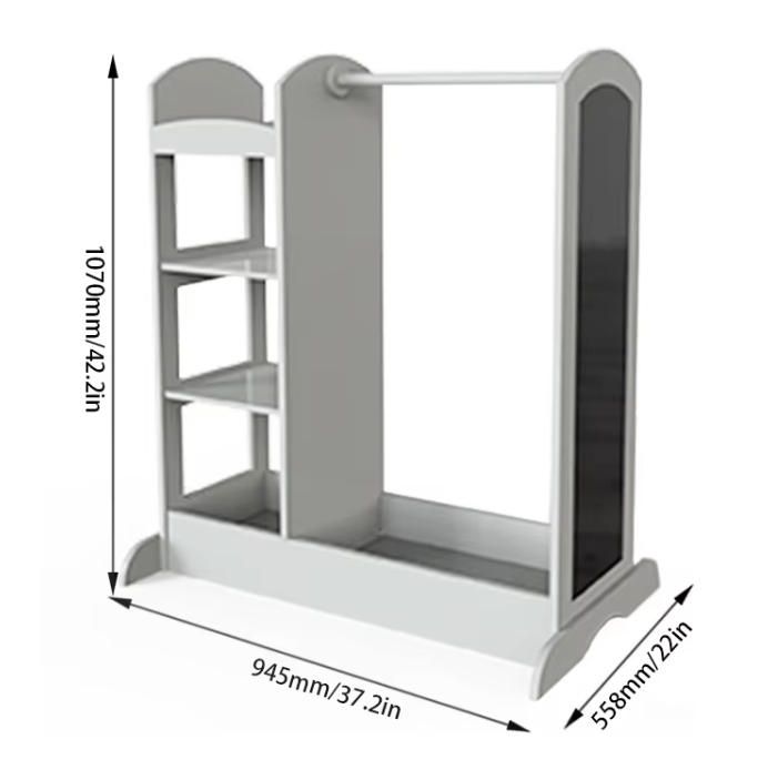Children's Wooden Multifunctional Wardrobe, Bookshelf, and Storage Rack for Clothes and Toys