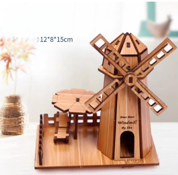 Handmade Antique Architectural Model DIY Three-Dimensional Woodcrafts Puzzle Board Children's Gift Toy House
