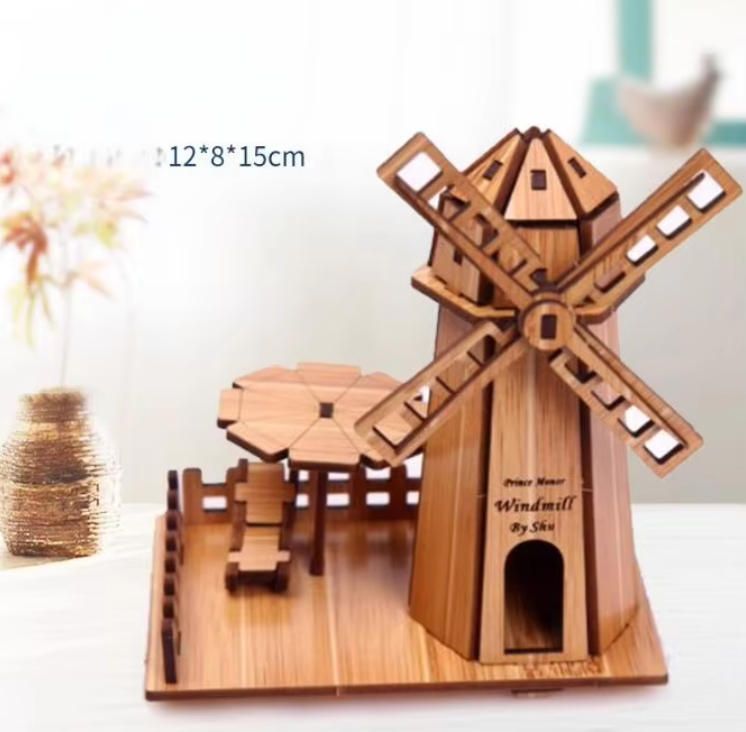Handmade Antique Architectural Model DIY Three-Dimensional Woodcrafts Puzzle Board Gift Toy House for Children