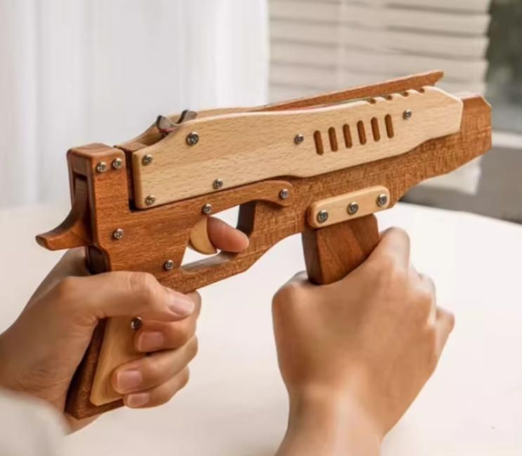 Handmade Wooden Assembled Toy Model Children's 8-12 Years Old Puzzle Gift Rubber Band Gun Boy Toy for Woodcrafts