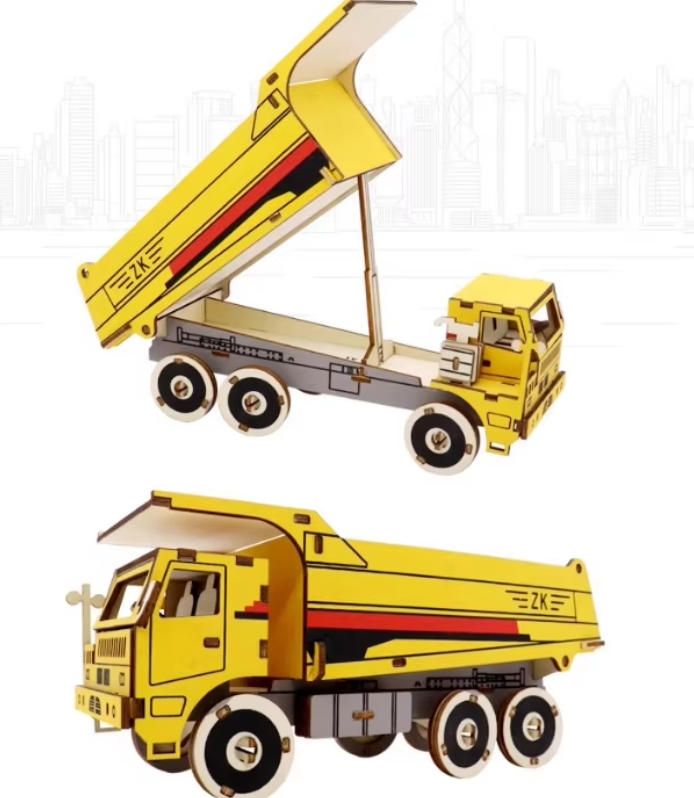 Handmade DIY 3D Assembly Model Wooden Puzzle Educational Truck Toys for Boys by Woodcrafts