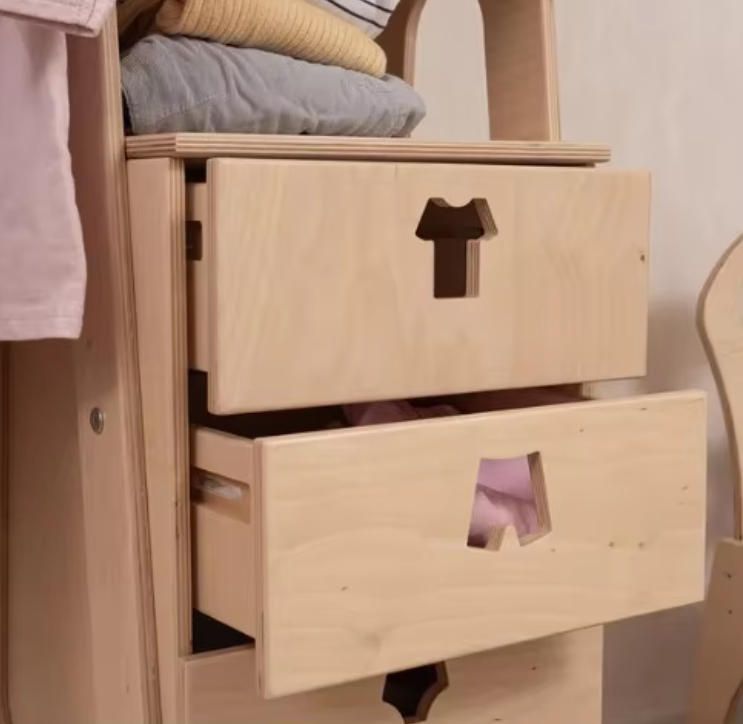 Modern Kids Clothes Storage Cabinet with Hangers Drawers Baby Wardrobe Organizer for Children's Room for Living Room