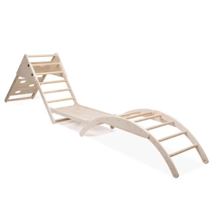 4-in-1 Triangle Gym Set Indoor Climbing Frames with Sliding Ramp Arch Climber Rocker Toddler Playground Baby Climbing Toy