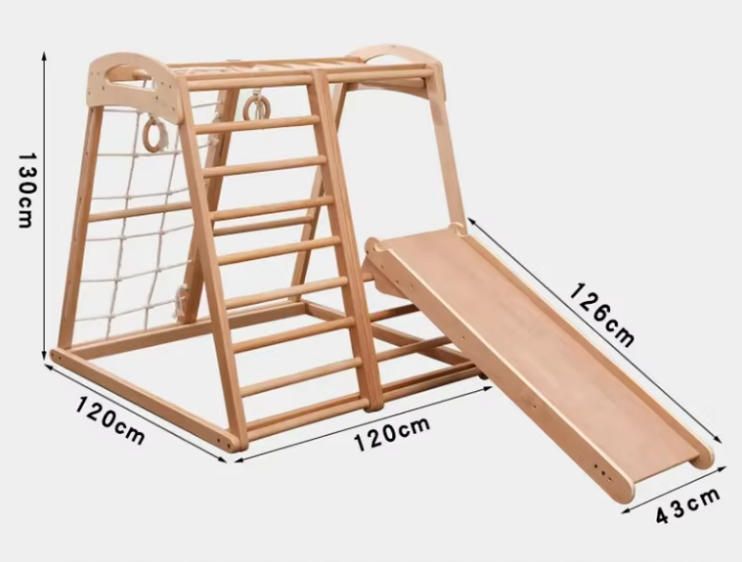Kids Indoor Wooden Climbing Frames with Ladder Bar Wood Indoor Gym Set for Play & Exercise