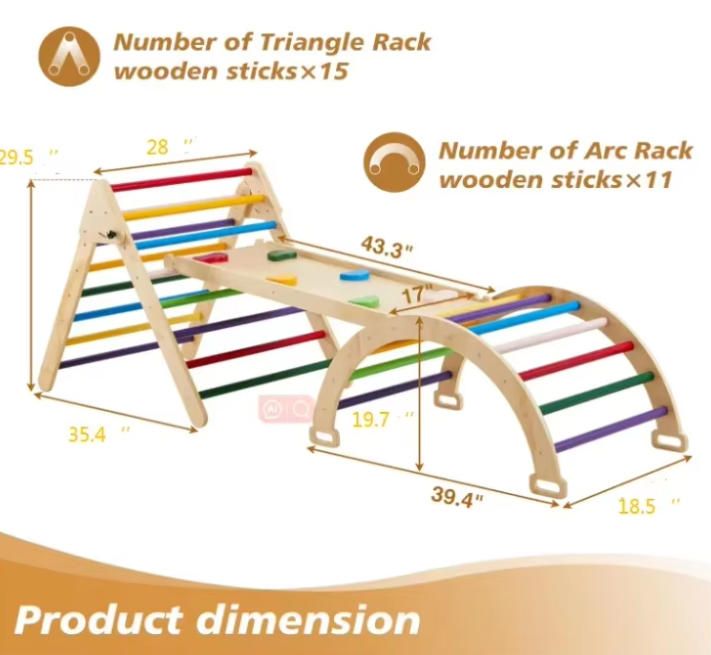 Indoor Playground Triangle Set for Baby Toddler Climbing Frames Toy for Kids
