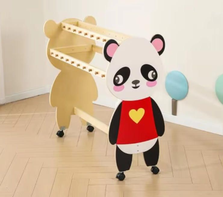 Children's Modern Cartoon Wooden Towel Rack Movable Solid Wood Stand for Bedroom Nursery Living Room School