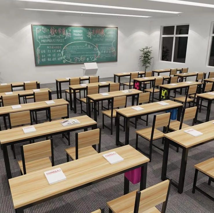 Student Training Desk with Double-Layered Drawers for Primary and Secondary Schools Kids' Furniture Set for Tutoring Classes