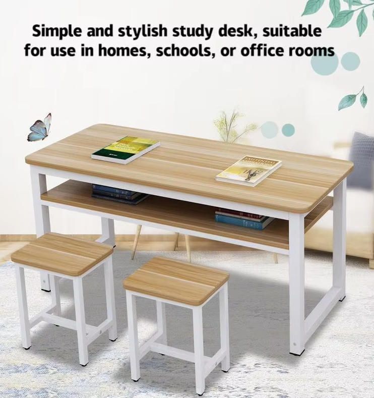 Long Combination Desk Chair for Primary Secondary School Students Single Double Person Integrated Learning Kids' Furniture Set