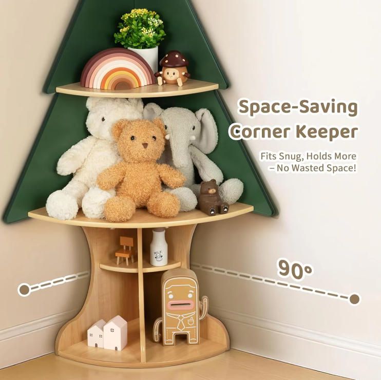 Modern Montessori Bookshelf for Kids Corner Bookshelf Storage Kids' Book Tree Bookcase for Classroom Playroom Living Room