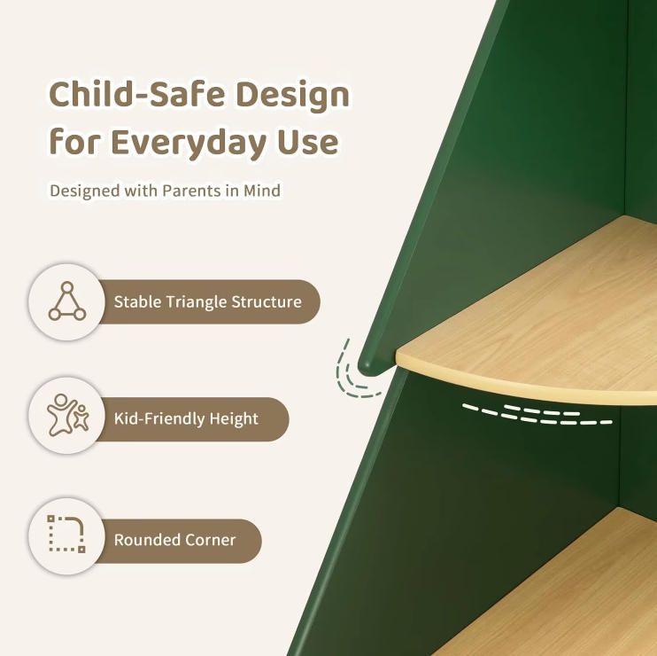 Modern Montessori Bookshelf for Kids Corner Bookshelf Storage Kids' Book Tree Bookcase for Classroom Playroom Living Room