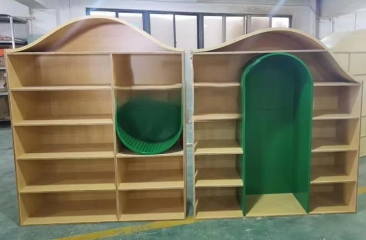 Round Sofa and Bookshelf Combination for Kindergarten Reading Room Handcrafted Woodcrafts