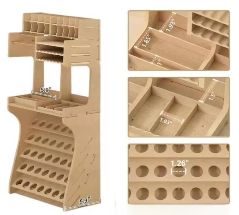 DIY Wooden Paint Rack Art Tool Organizer Desktop Storage Shelf for Office Supplies