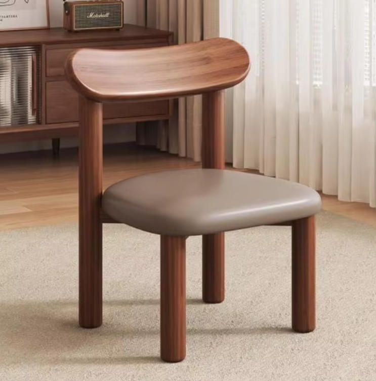 Home Solid Wood Kids Backrest Chair, Small Soft Padded Tea Table Stool