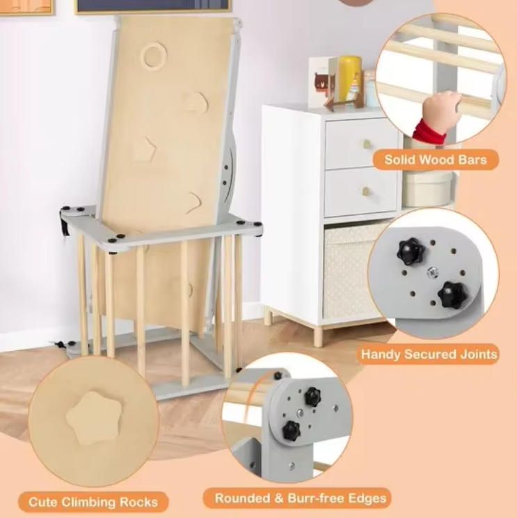 Foldable Wooden Climbing Set W/Reversible Ramp Toys for Children's Outdoor Play Climbing Frames