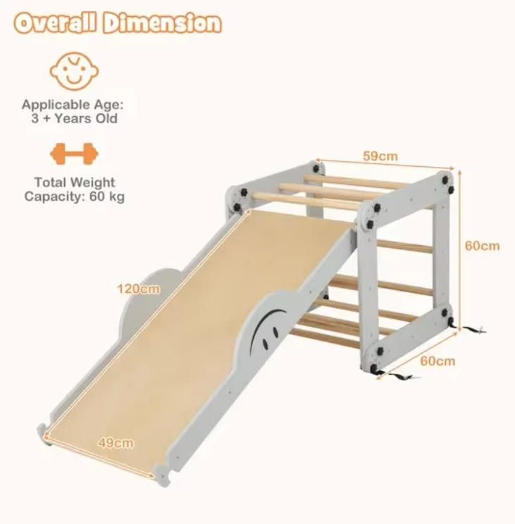 Foldable Wooden Climbing Set W/Reversible Ramp Toys for Children's Outdoor Play Climbing Frames