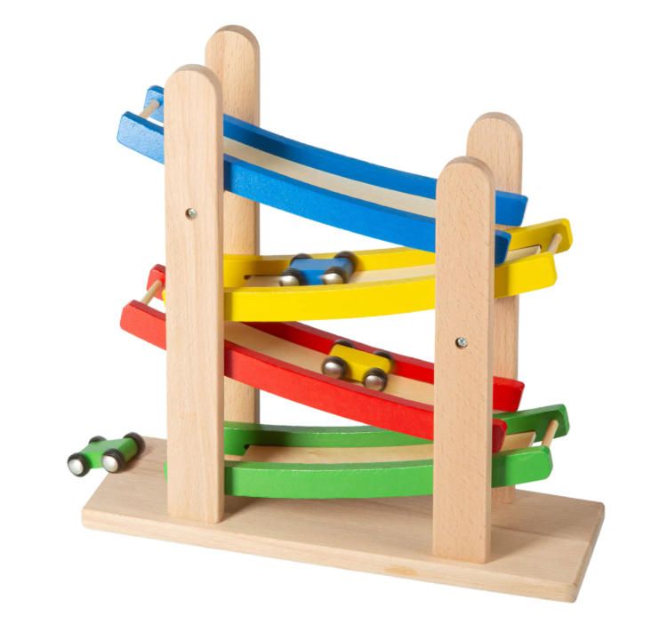 Hot Selling Four-Layer Inertial Ladder Rail Car Fast Track Glider Wooden Slide Unisex Interactive Educational Toys for 2-4 Years