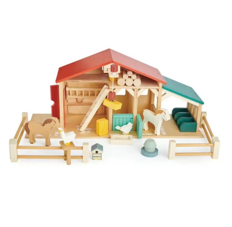 Kids Wooden Farm Toy Play Set Woodcrafts for Children