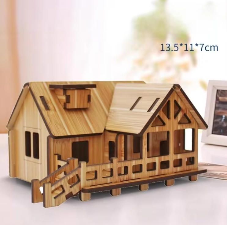 Handmade Antique Architectural Model Toy House DIY Three-Dimensional Puzzle Board Children's Gift Woodcrafts
