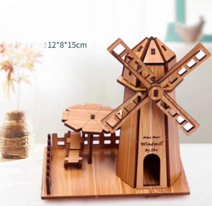 Handmade Antique Architectural Model Toy House DIY Three-Dimensional Puzzle Board Children's Gift Woodcrafts