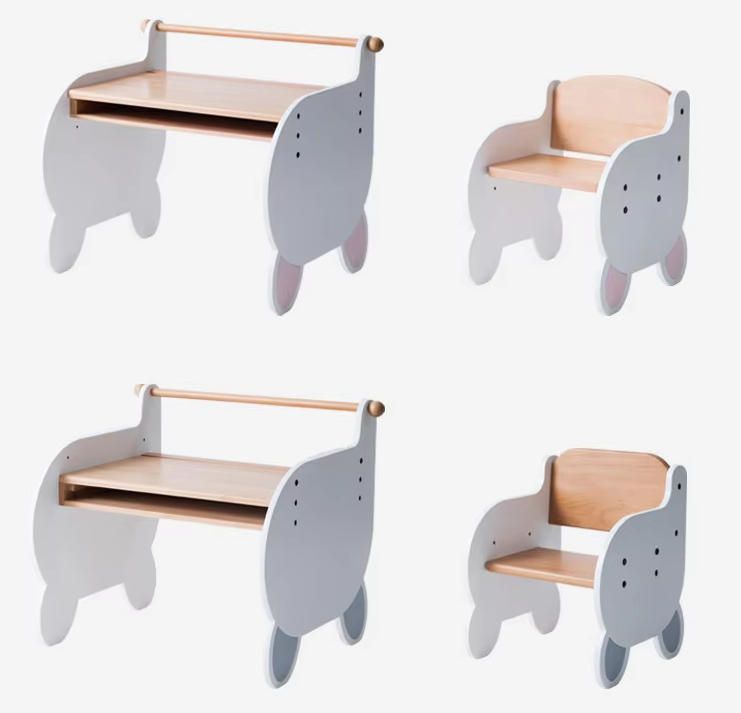 Solid Wood Writing Desk and Chair Set New Design Cartoon for Kindergarten and Primary School Students for Bedroom Use