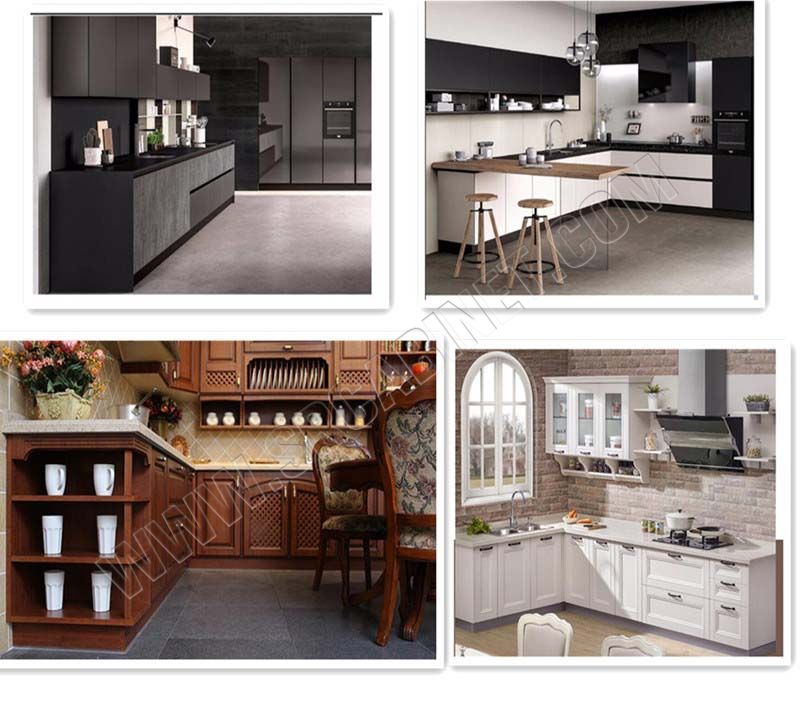 Project high gloss PVC thermal foil modular kitchen cabinet