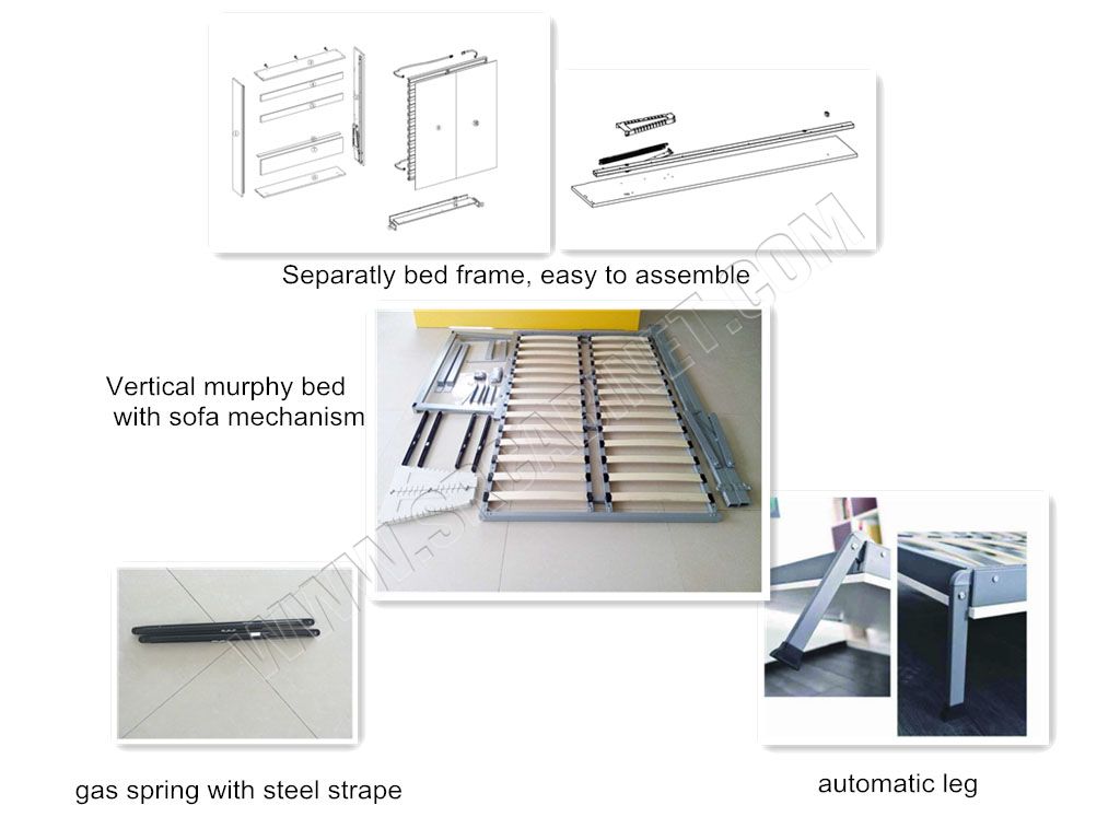 Optional sizes apartment folding Modern Wall Mounted Bed